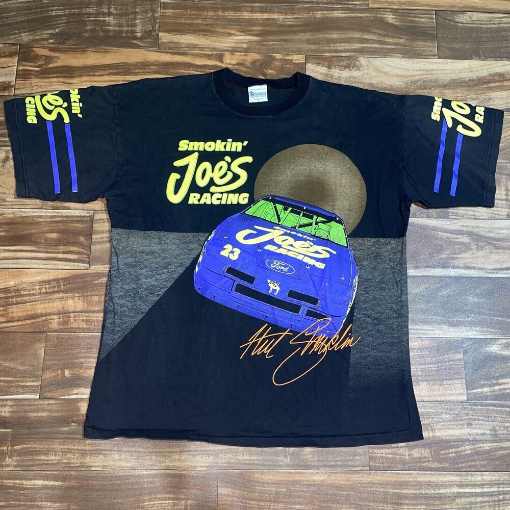 Vintage Camel Powered Smokin Joe's Racing All Over Print RARE NASCAR Shirt Sz XL
